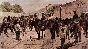 Giovanni Fattori Artilleriecorps zu Pferd auf einer Dorfstrasse china oil painting artist